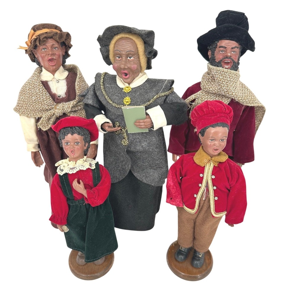 Christmas Carolers African American Lot of 5 Figurines Victorian Style Retro